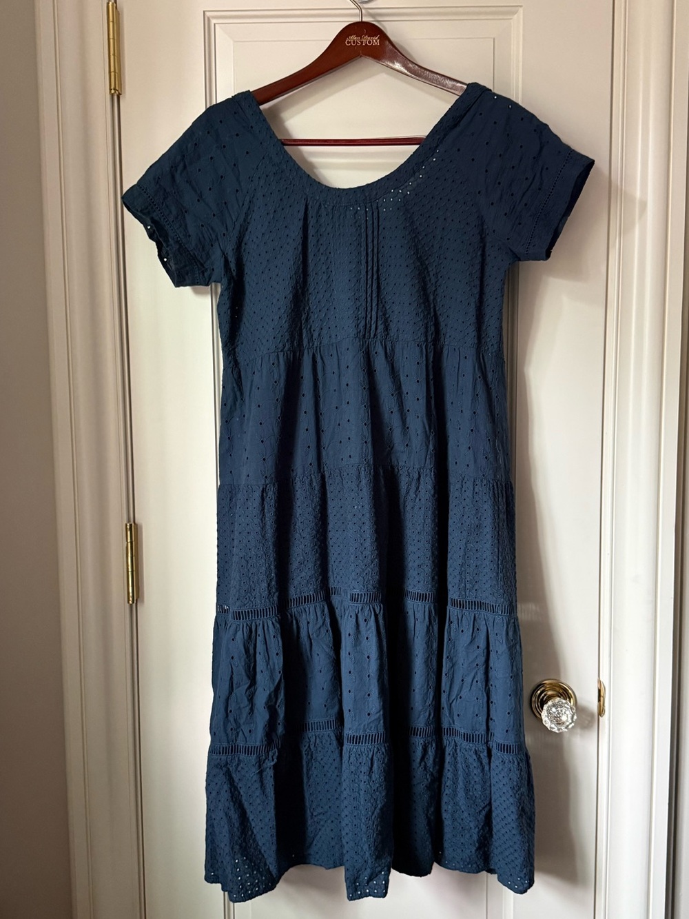 Wrap London Navy Eyelet Tiered Short-Sleeve Kids Dress